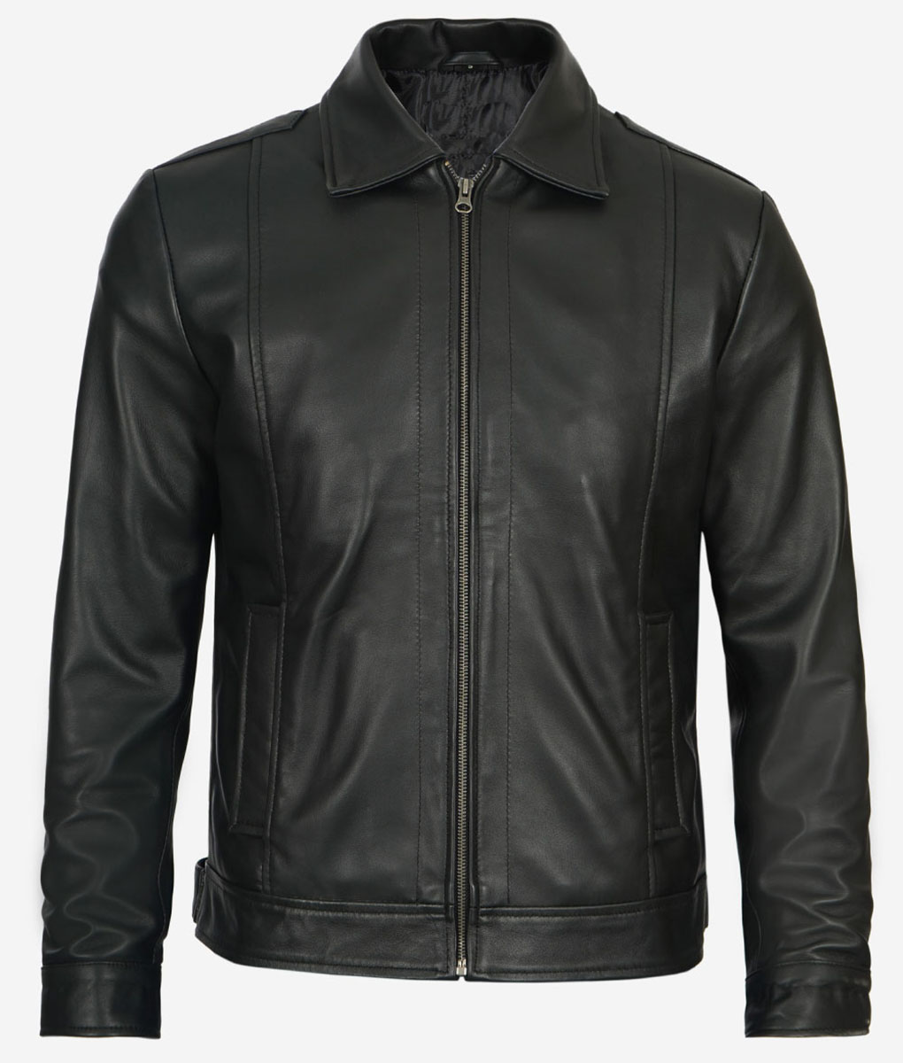George Mens Black Leather Jacket