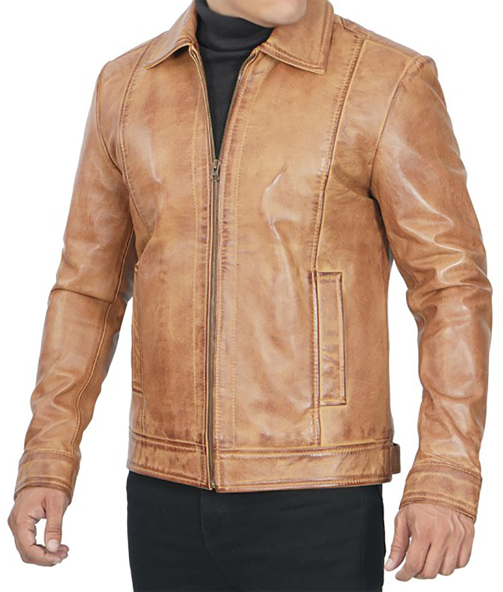 Harry Mens Brown Vintage Leather Jacket