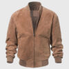 Isaac Men's Brown MA-1 Bomber Suede Leather Jacket