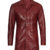 Michael Mens Maroon Leather Coat