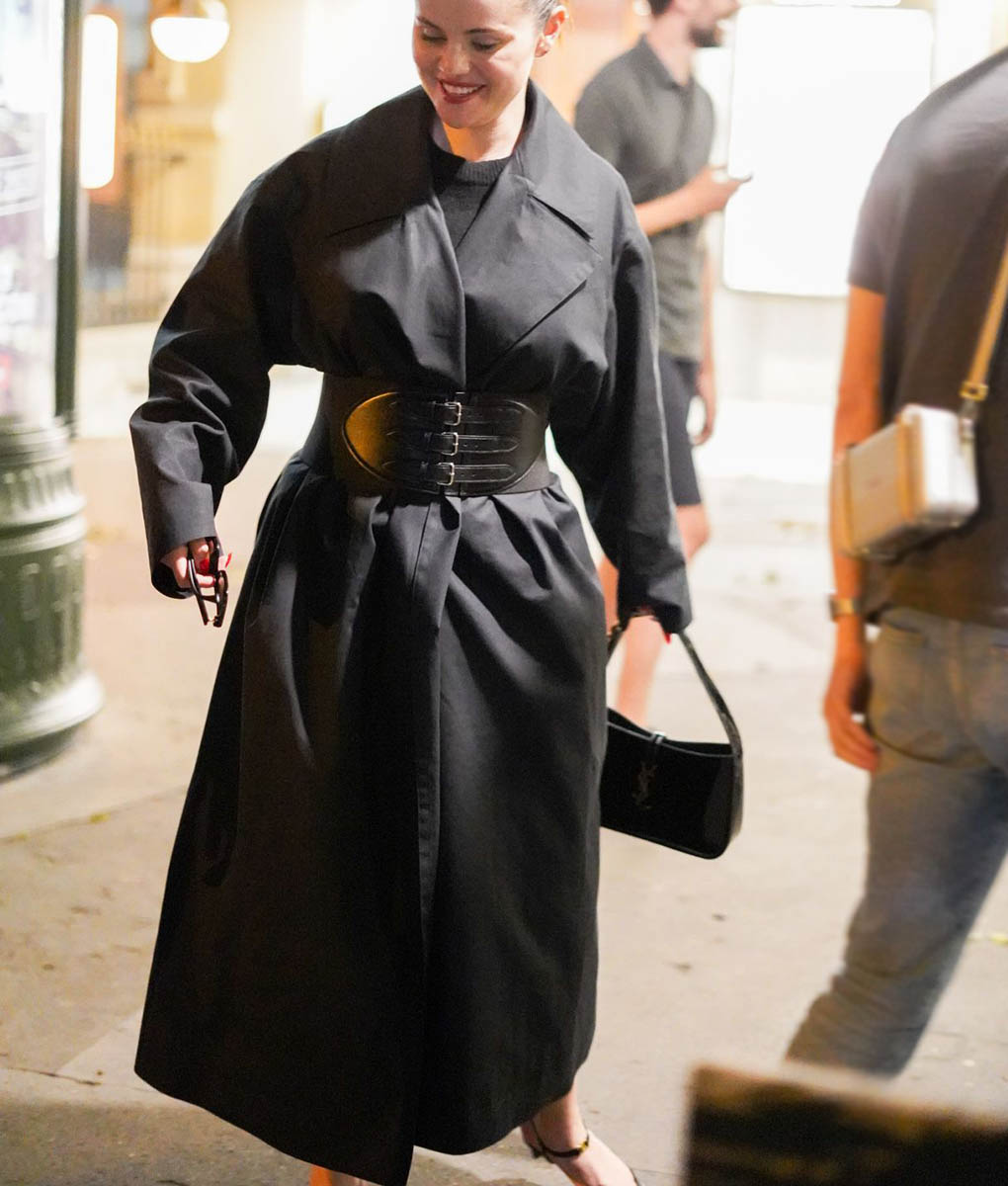 Selena Gomez Black Long Coat