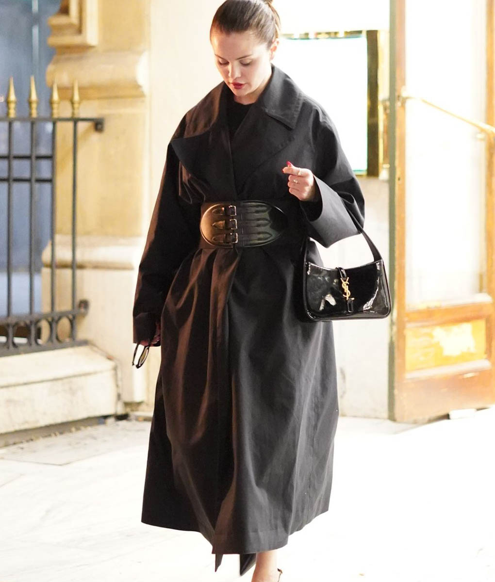 Selena Gomez Black Long Coat