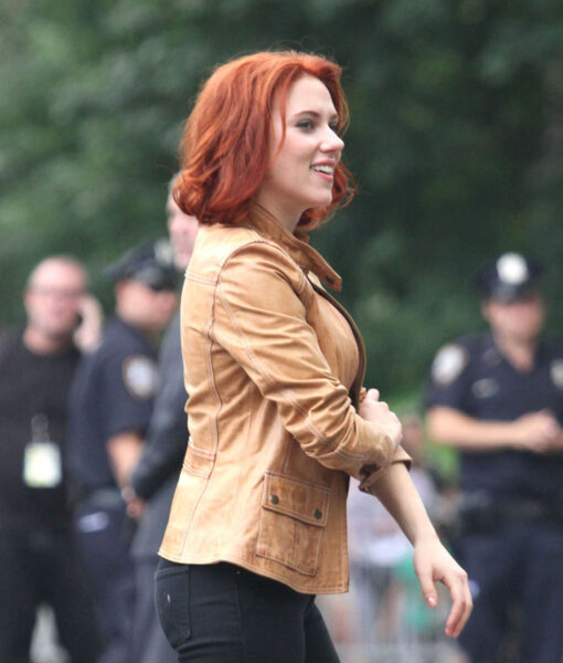 The Avengers Scarlett Johansson Brown Jacket