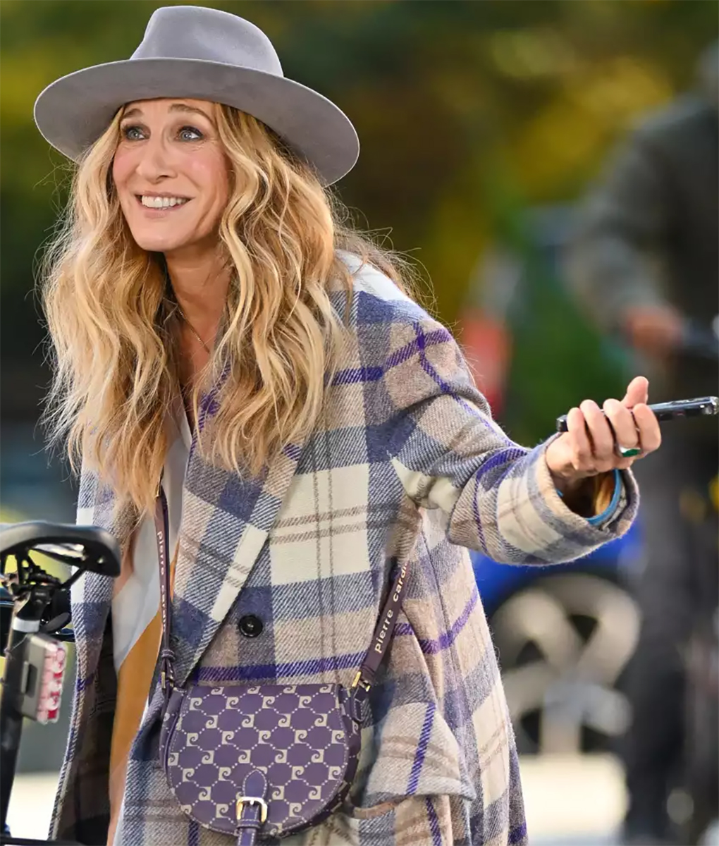 And Just Like That Sarah Jessica Parker Plaid Longcoat