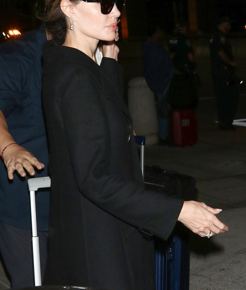 Angelina Jolie Black Wool Coat