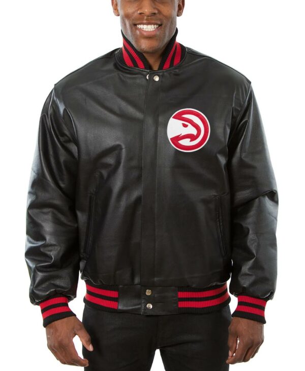 Atlanta Hawks Varsity Black Leather Jacket