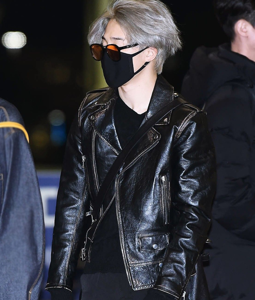 BTS Jimin Black Vintage Leather Jacket