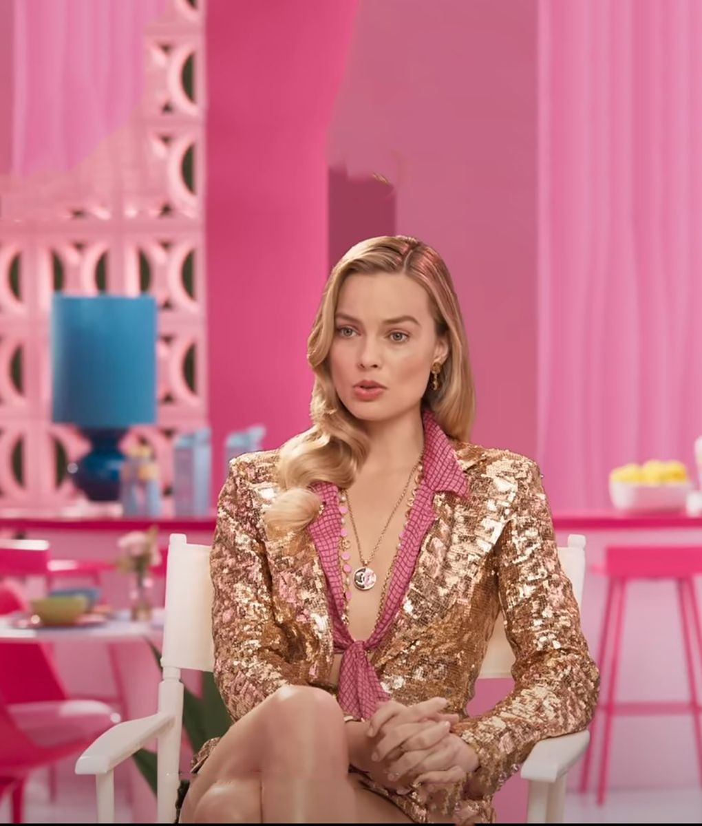 Barbie 2023 Margot Robbie Golden Sequin Blazer
