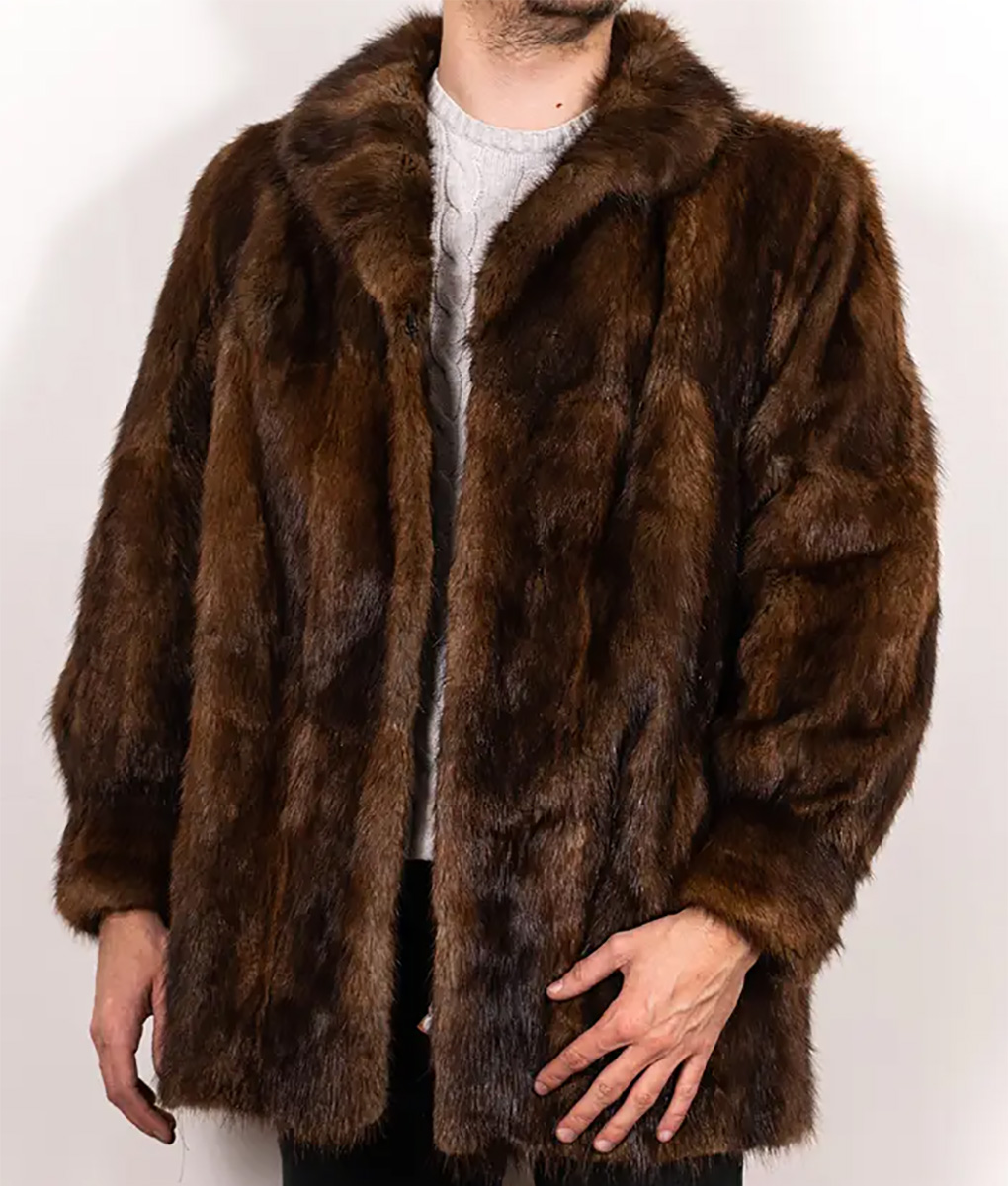 Brown Fur Vintage Coat for Men
