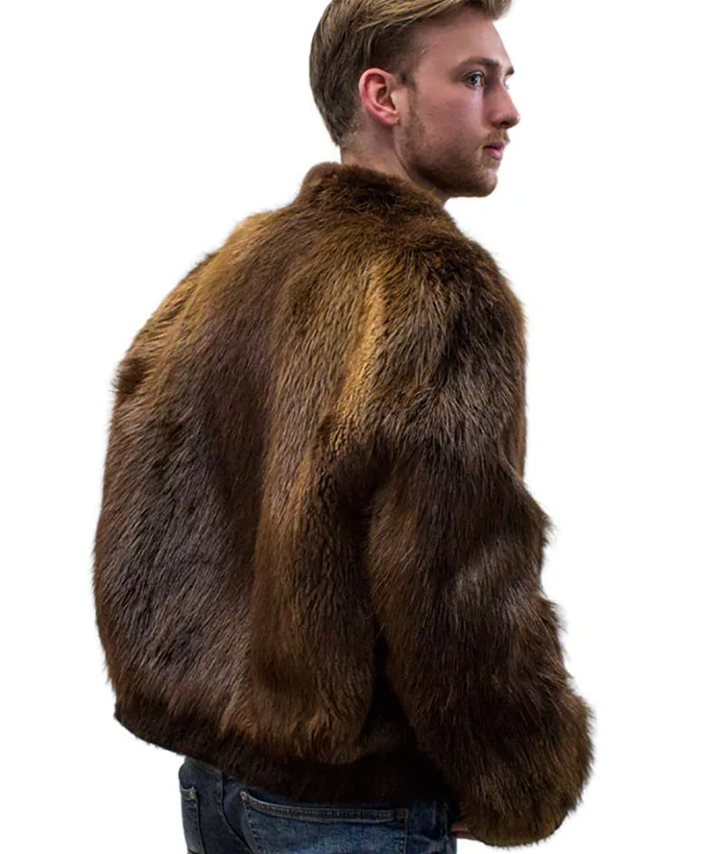 Brown Vintage Fur Jacket for Men