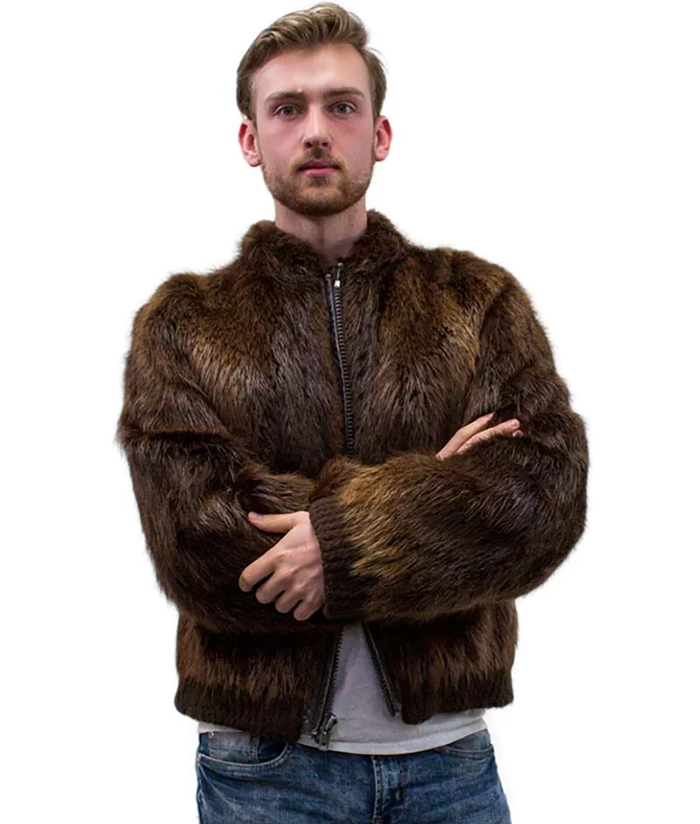 Brown Vintage Fur Jacket for Men