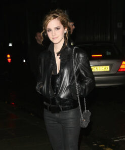 Emma Watson Shirt Collar Black Jacket
