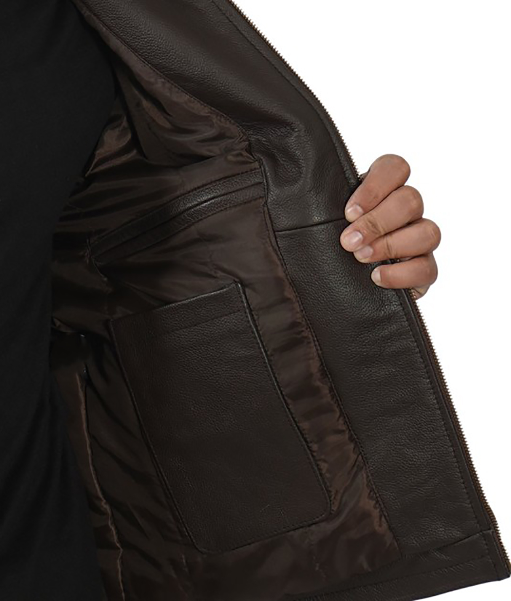 Franklin Mens Dark Brown Leather Jacket