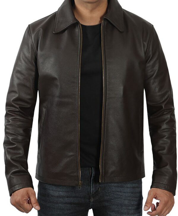 Franklin Mens Dark Brown Leather Jacket