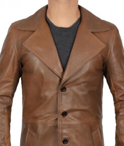 Harrison Mens Waxed Brown Long Coat
