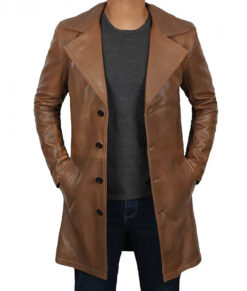 Harrison Mens Waxed Brown Long Coat