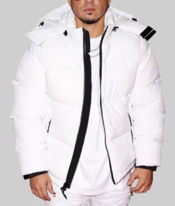 IAmChino White Puffer Jacket-Front View