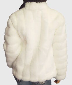 Kaelum Womens White Fur Jacket - White Fur Jacket for Womens - Back View