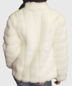 Kaelum Womens White Fur Jacket - White Fur Jacket for Womens - Back View
