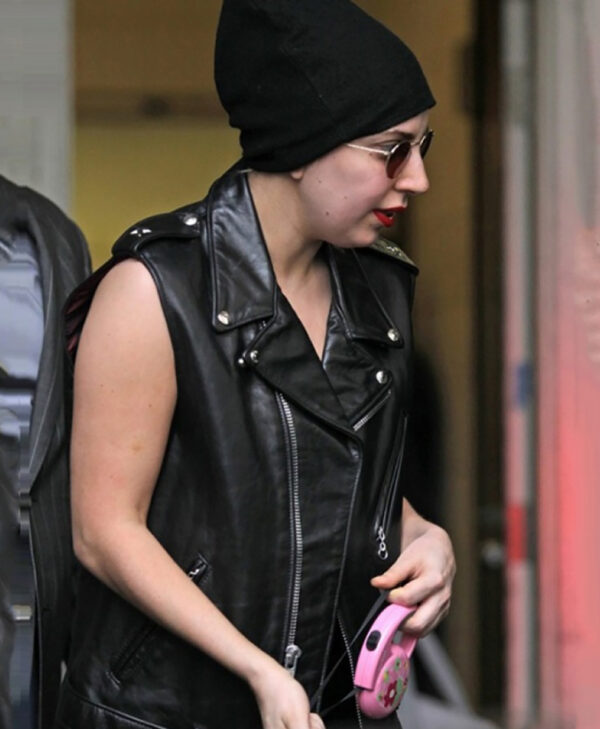 Lady Gaga Black Sleeveless Jacket