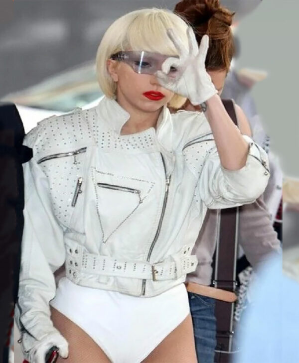 Lady Gaga White Belted Jacket