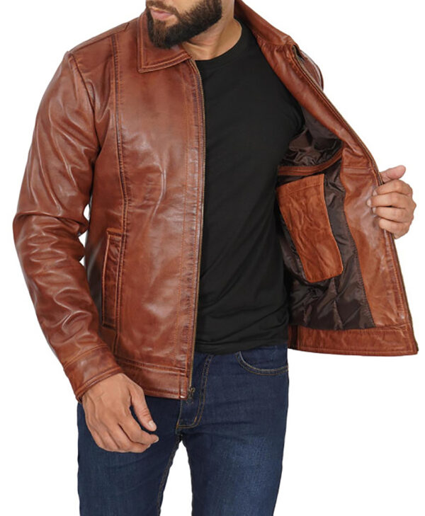 Lincoln Mens Vintage Brown Leather Jacket