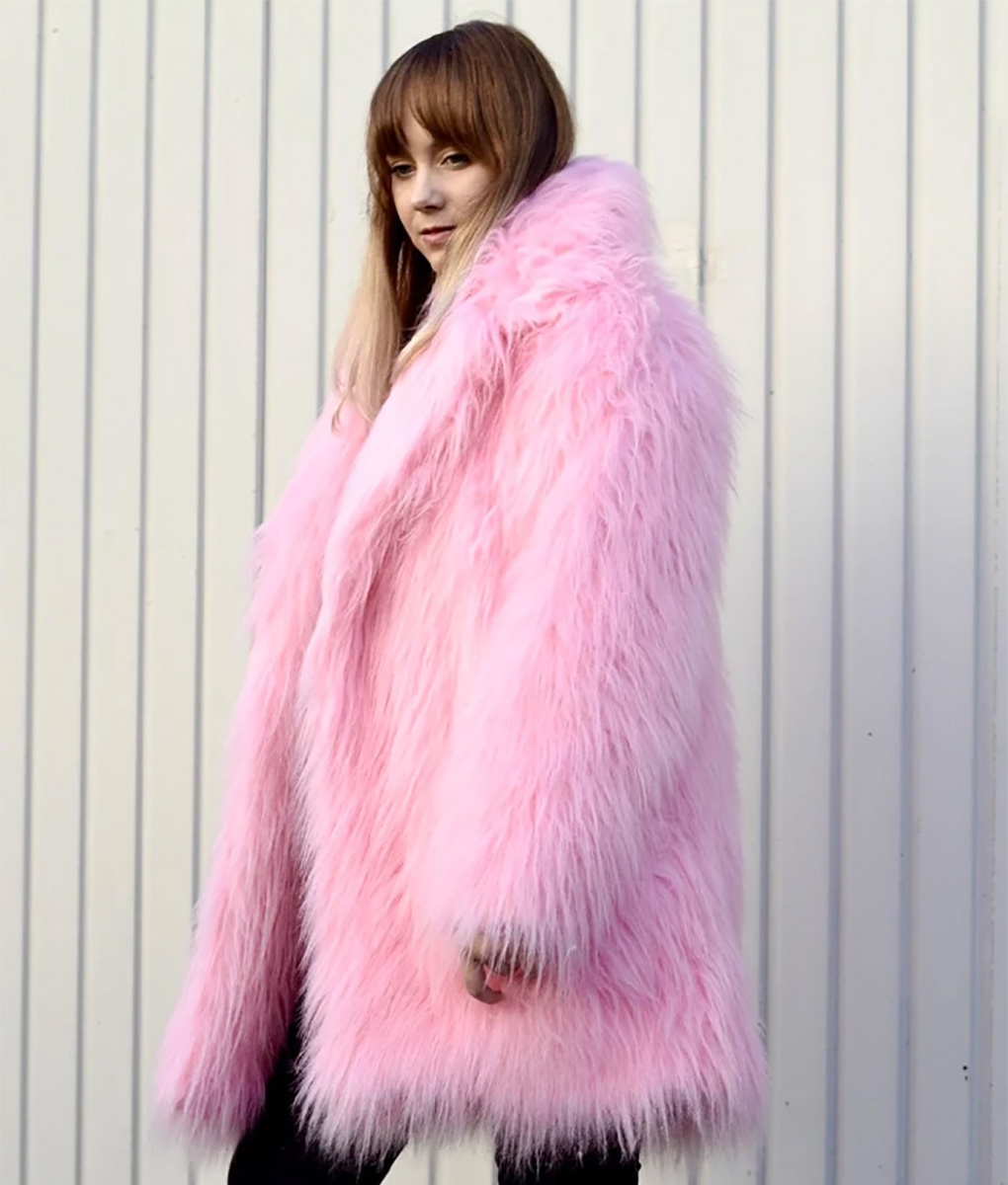 Long Fur Light Pink Coat for Women