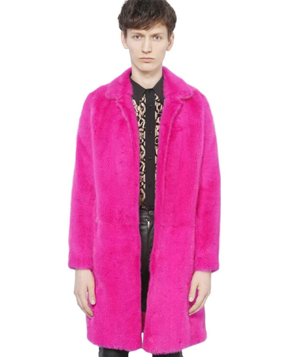 Long Fur Pink Coat for Men