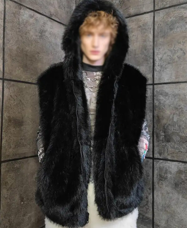 Men Hooded Fur Coat
