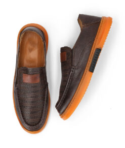 Chris Mens Brown Casual Leather Loafers-1