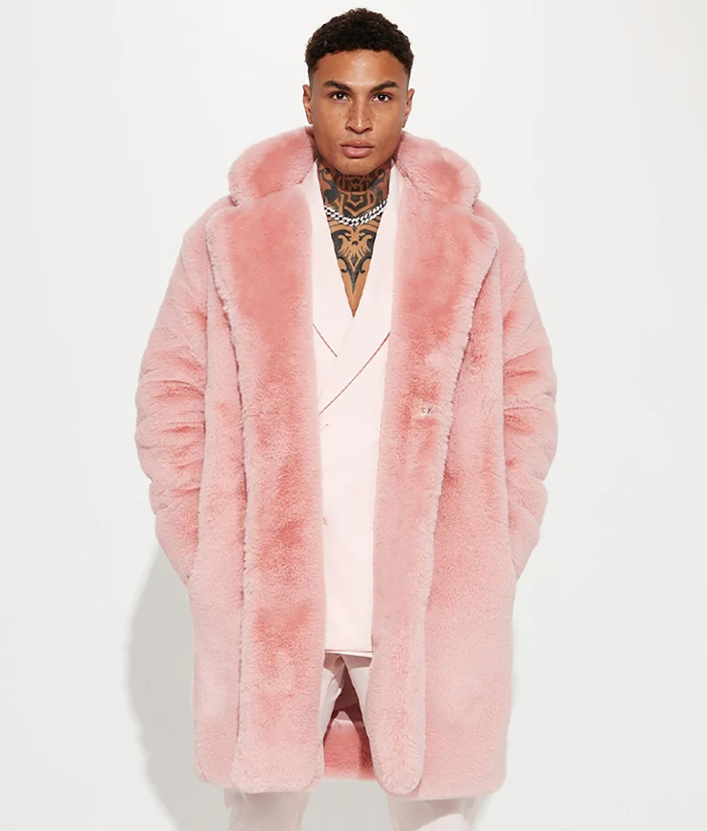 Men's Fur Light Pink Coat