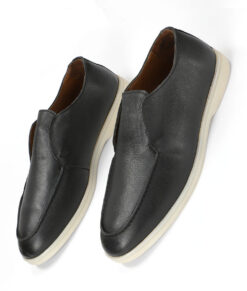 Men's Grainy Leather Half Boot Style Black Shoes