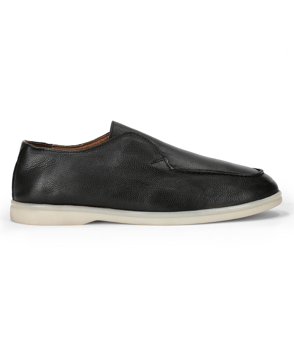 Men's Grainy Leather Half Boot Style Black Shoes