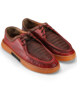 Men's Handmade Casual Coal Red Leather Shoes