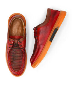 Clark Mens Red Casual Leather Sneakers-1