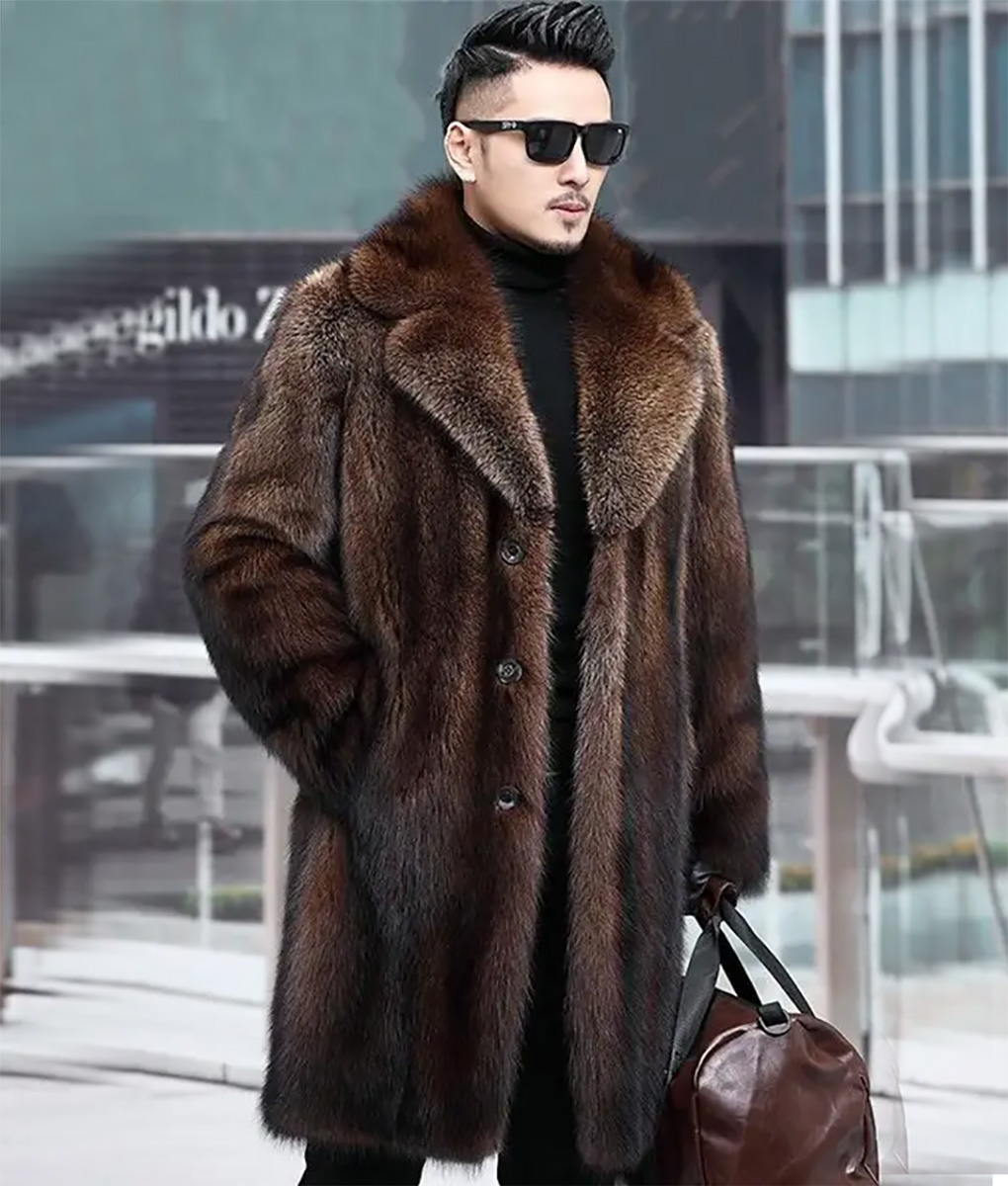 Men's Jaxon Faux Fur Brown Coat