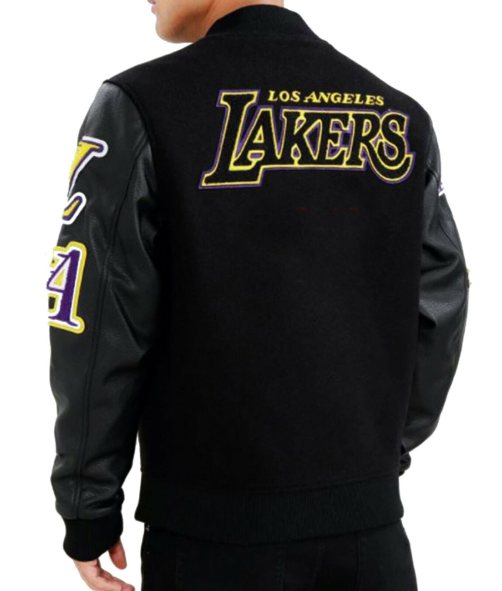 Mens Lakers Standard LA Black Varsity Jacket