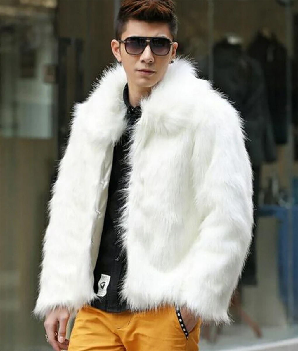 Men's Stylish Fur White Jacket