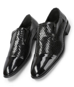 Men's Turkiye Designer Glazed Black Leather Shoes