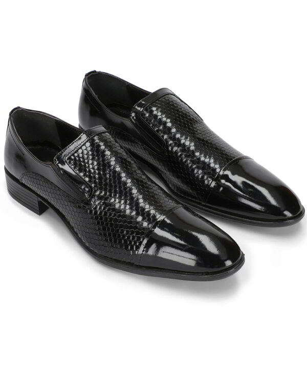 Men's Turkiye Designer Glazed Black Leather Shoes