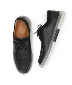 Gavin Mens Black Casual Leather Sneakers-1