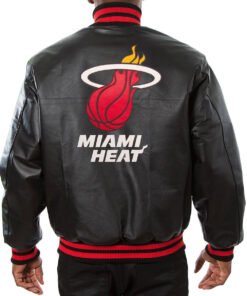 Miami Heat Black Leather Varsity Jacket