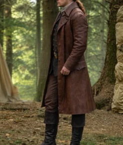 Sam Heughan Outlander Jamie Fraser Leather Coat-Side