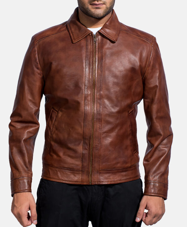 Shaune Mens Brown Leather Jacket