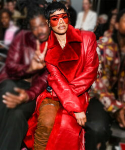 Teyana Taylor LaQuan Show Red Leather Coat
