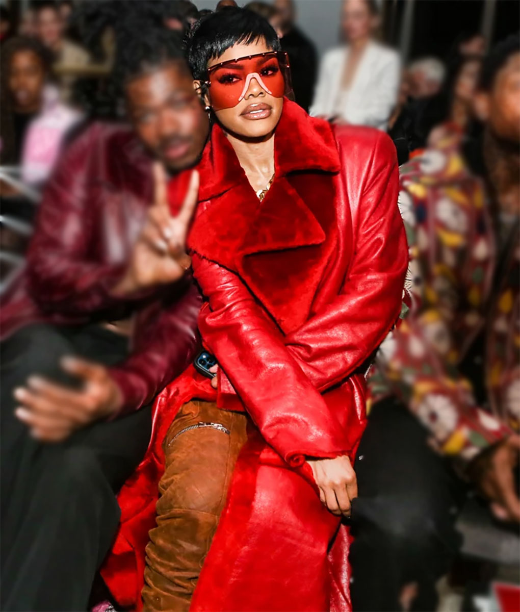 Teyana Taylor LaQuan Show Red Leather Coat