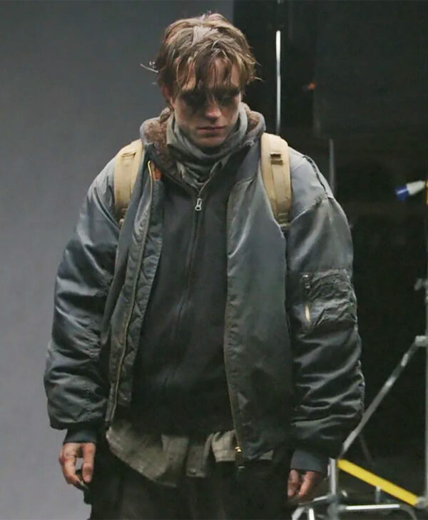 The Batman Robert Pattinson Gray Bomber Jacket