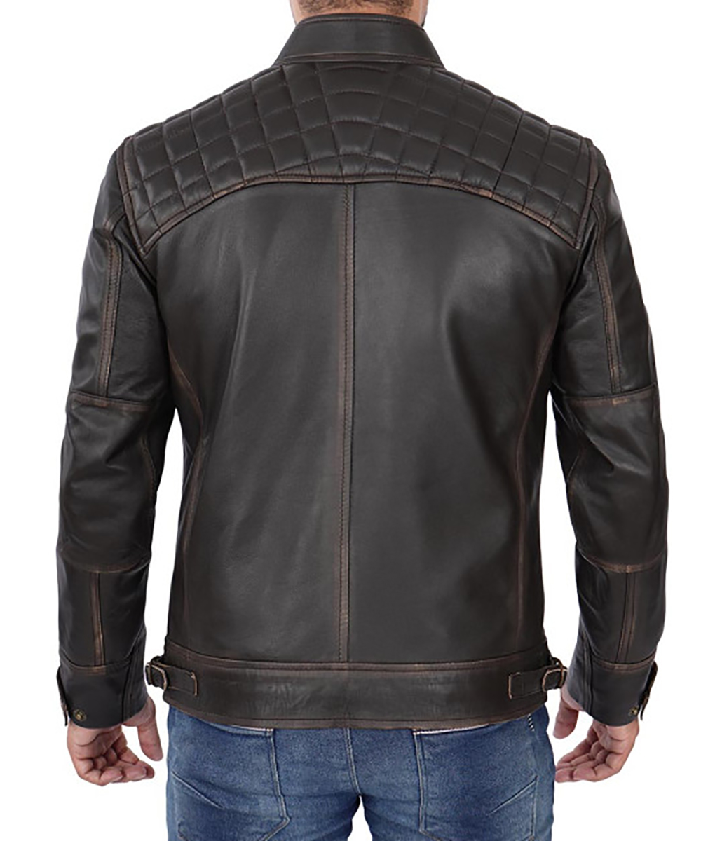 Tyler Mens Brown Leather Cafe Racer Jacket
