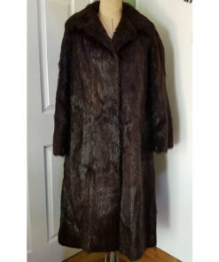 Unisex Long Vintage Fur Dark Brown Coat