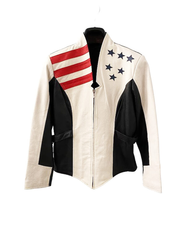 Vintage American Flag Leather Biker Jacket